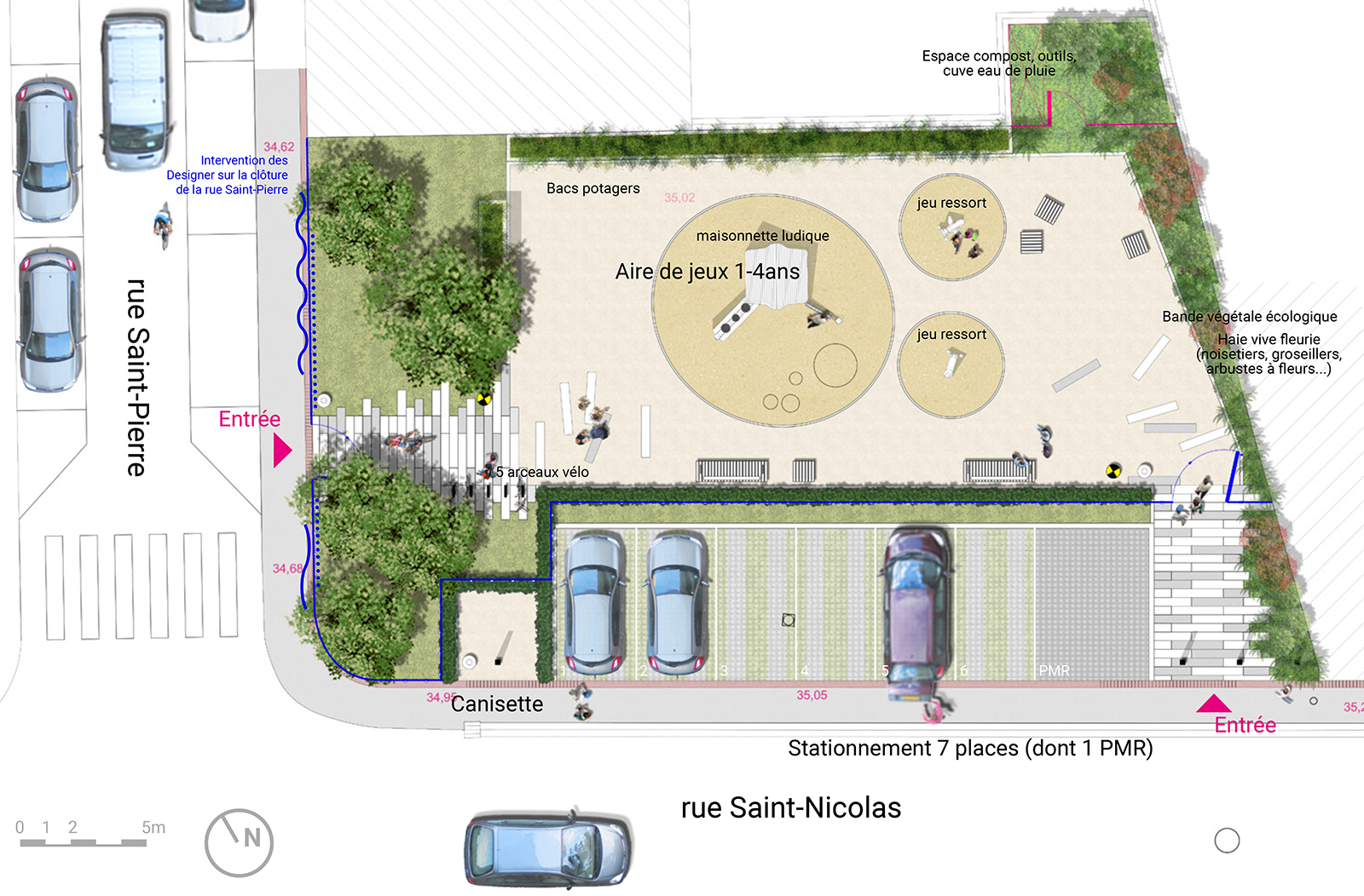 plan aménagement paysager espaces publics square Saint-Nicolas Croix