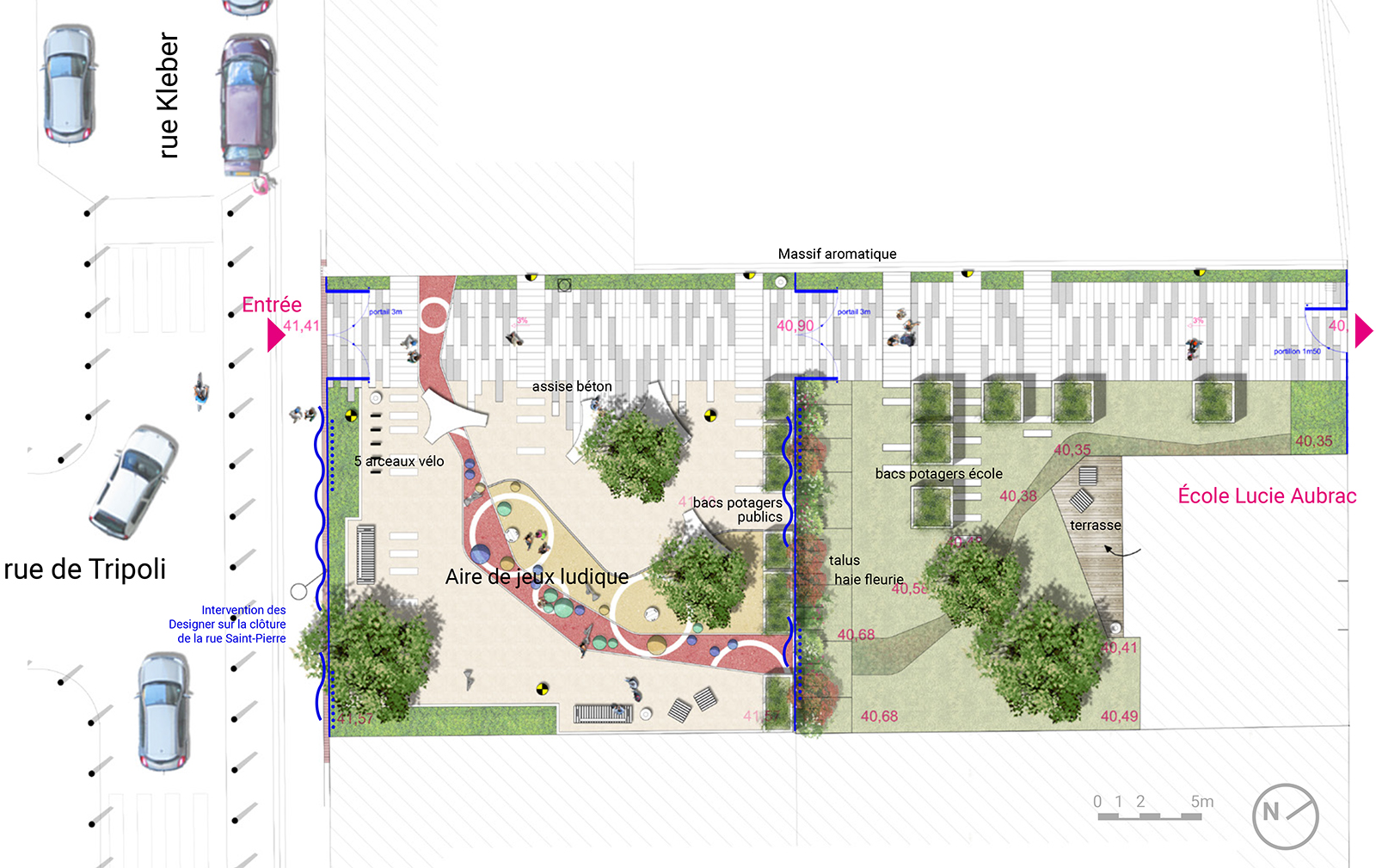 Plan aménagement paysager espace public Parvis Lucie Aubrac