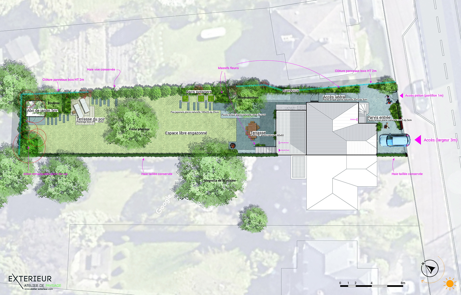 plan masse aménagement projet paysager jardin particulier mouvaux