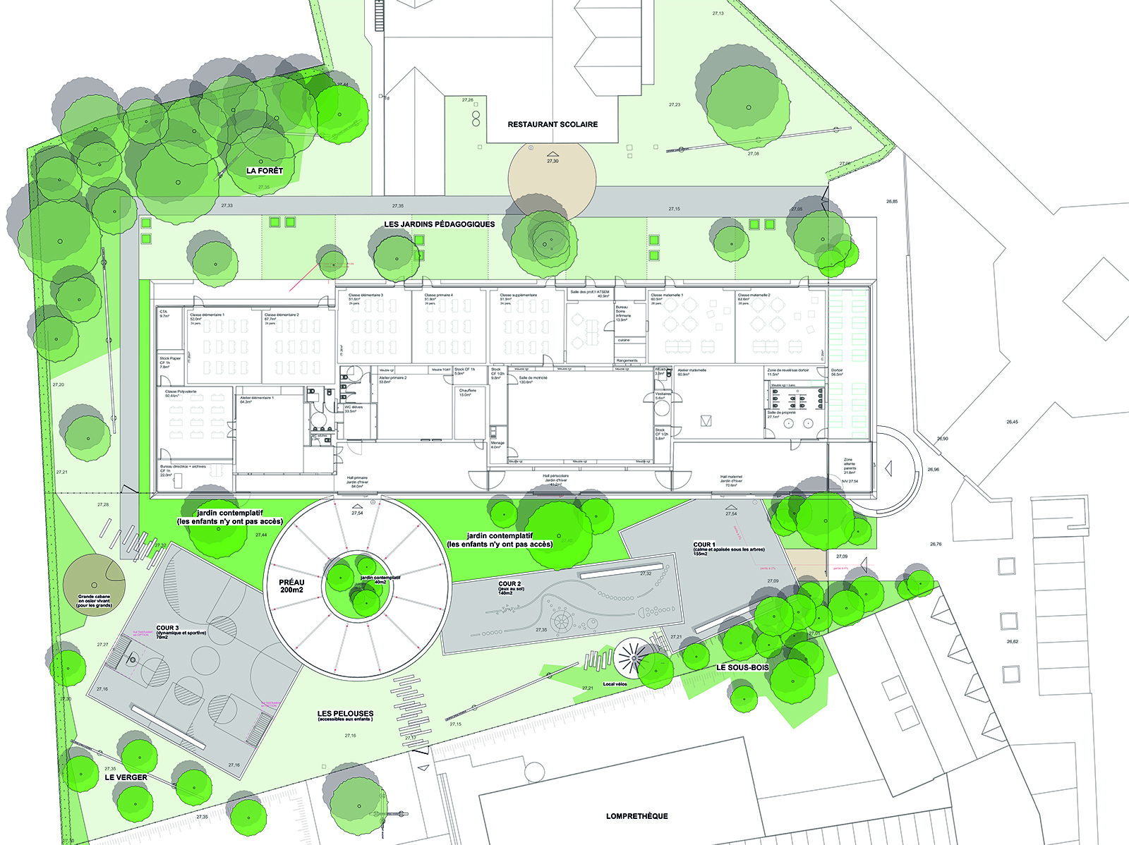 Plan masse projet cour de récréation école Pasteur Lompret EXTERIEUR atelier de paysage