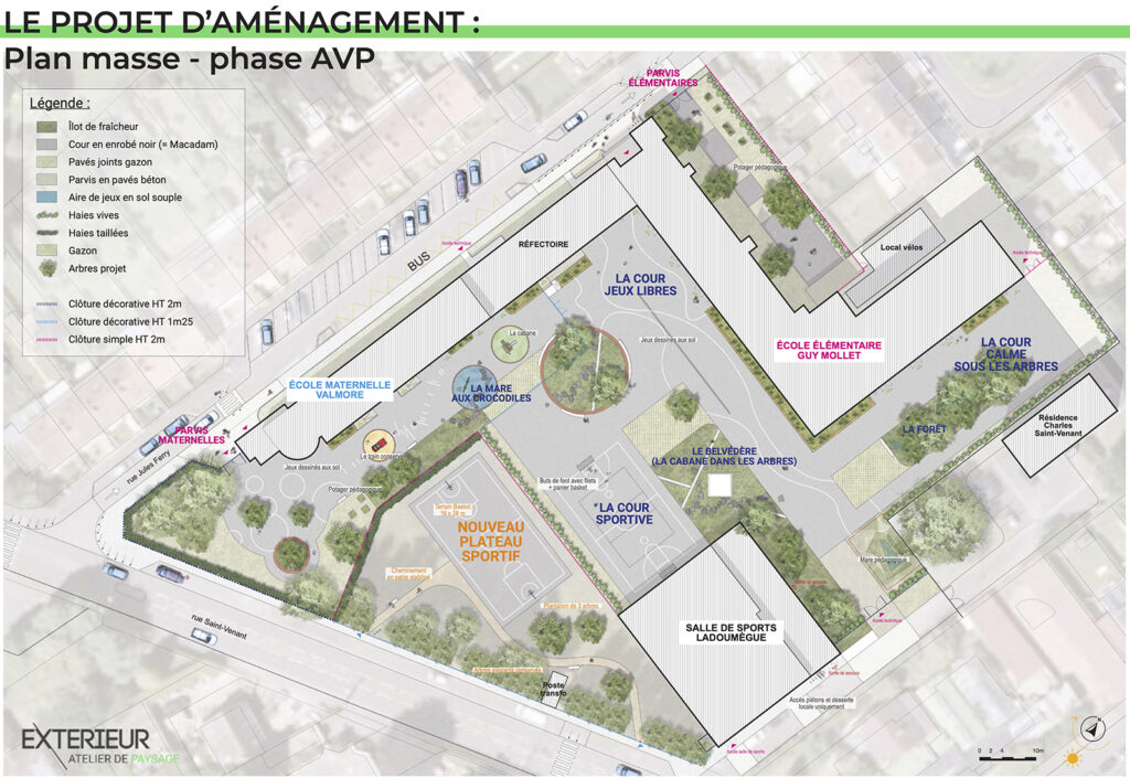 plan masse aménagement ilot fraicheur groupe scolaire Mollet Valmore Ronchin